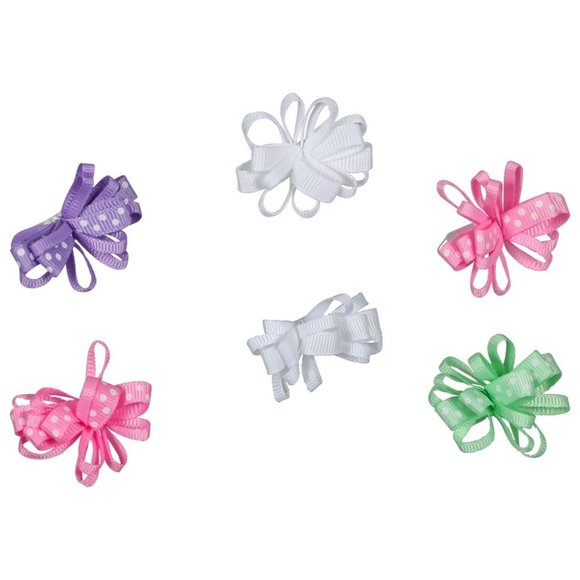 Polka-Dotted Baby Loop Bow Barrettes - Picture 1 of 5